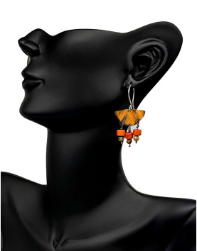 Veyna Mercan Turuncu Patina Küpe