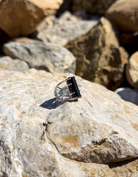 Eldorin Siyah Turmalin Gümüş Yüzük