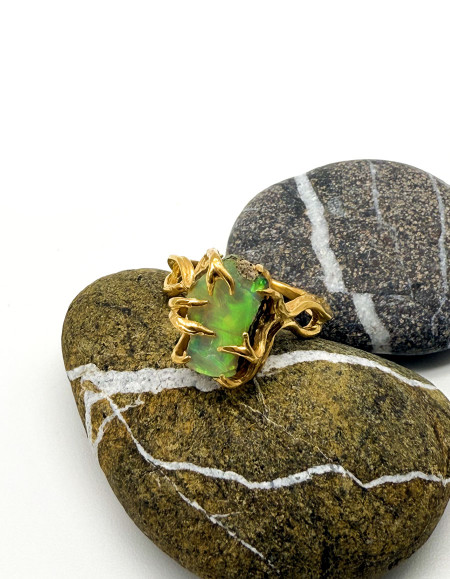 Evolet Ham Opal Taşlı Yüzük 