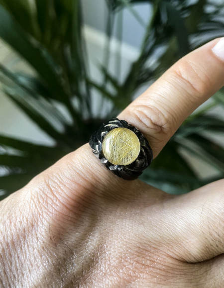 Terra Altın Rutil Kuvars Erkek Yüzük