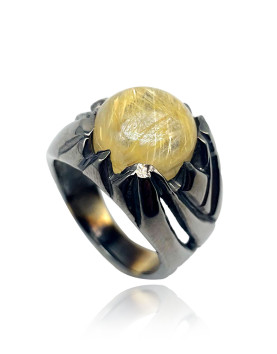 Terra Altın Rutil Kuvars Erkek Yüzük